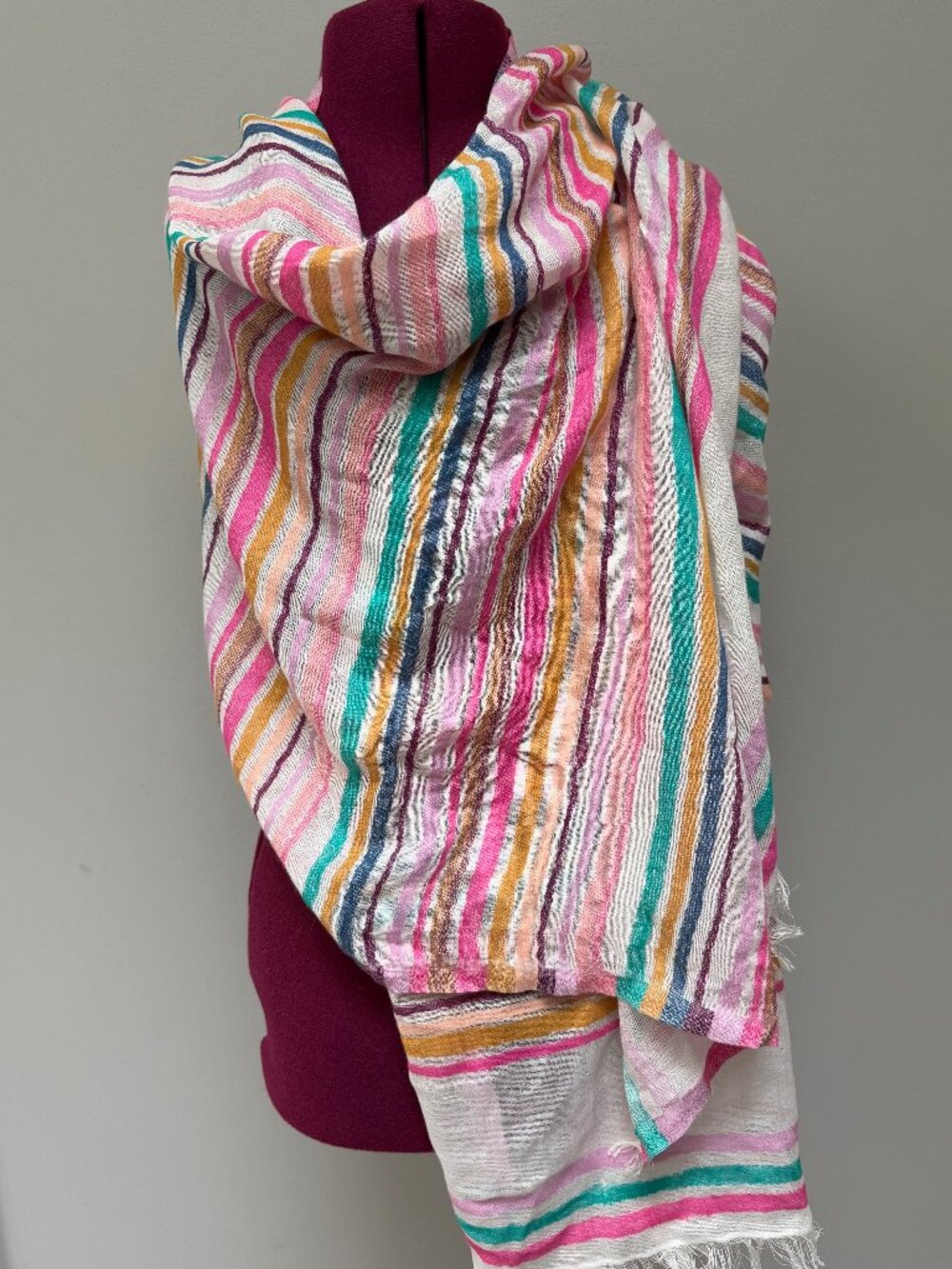 NWT Codello Colorful Striped Gauzy Cotton Scarf/Shawl
